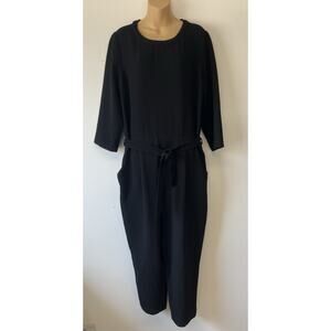 Madewell Sloan Jumper in Black Belted Crepe Tapered Easy Fit Crop Jumpsuit 12